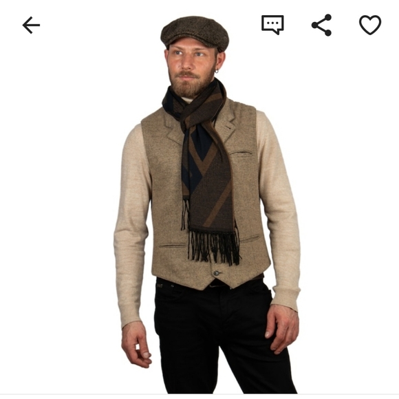 Milky Brown Herringbone Wool Flat Cap size Medium - Picture 8 of 9